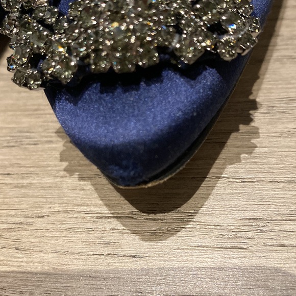 Manolo Blahnik Hangisi Blue Satin flat 38 - Picture 8 of 10